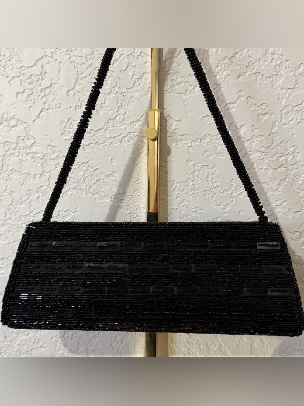 Bijoux Terner Beaded Black Evening Clutch with Beaded Strap